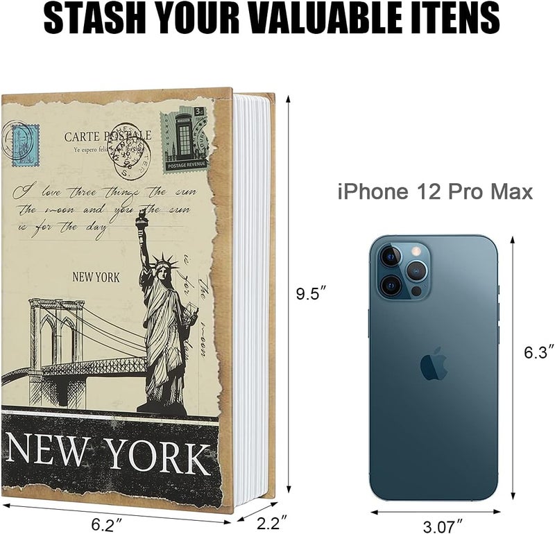 Parrency Diversion Book Safe Storage Box,Hidden Safe with Combination Code,Secret Safe Containers for Money, Jewelry Documents or Valuables,New York - Image 4